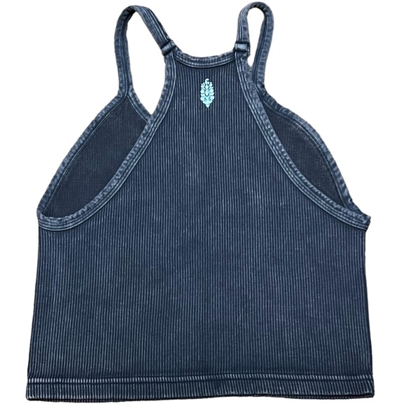 Free People Happiness Runs Tank Top in Washed Black w/ Logo on Back NWOT - Picture 2 of 4